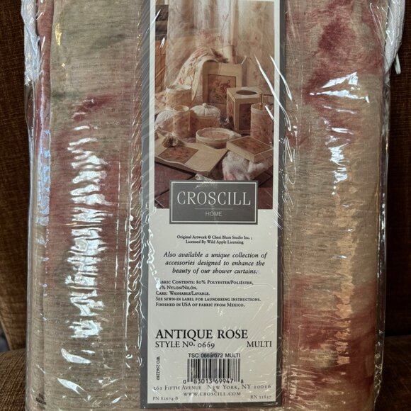 Croscill Home Antique Rose Shower Curtain 70" X 75" Tailored Floral Design - Picture 5 of 6